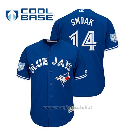 Maglia Baseball Uomo Toronto Blue Jays Justin Smoak Cool Base Entrenamiento De Primavera 2019 Blu